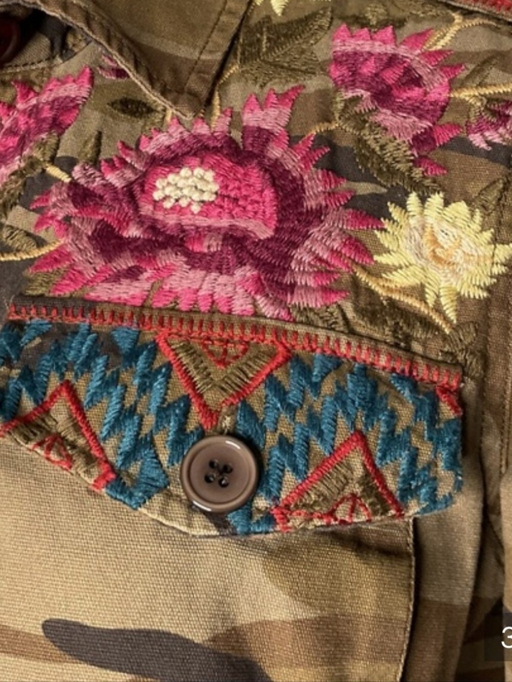 Johnny Was Embroidered Camo Utility Jacket - Picture 5 of 7